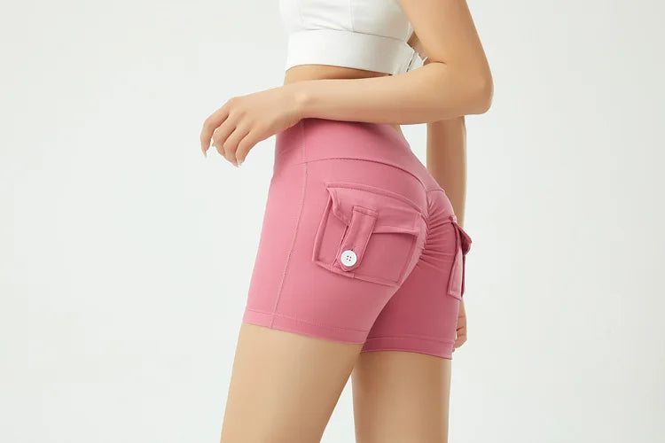 Peach Butt Fitness Shorts Women's Exercise Three-Quarter Pants Cargo Air Dry Pocket Yoga Tight Lift Summer