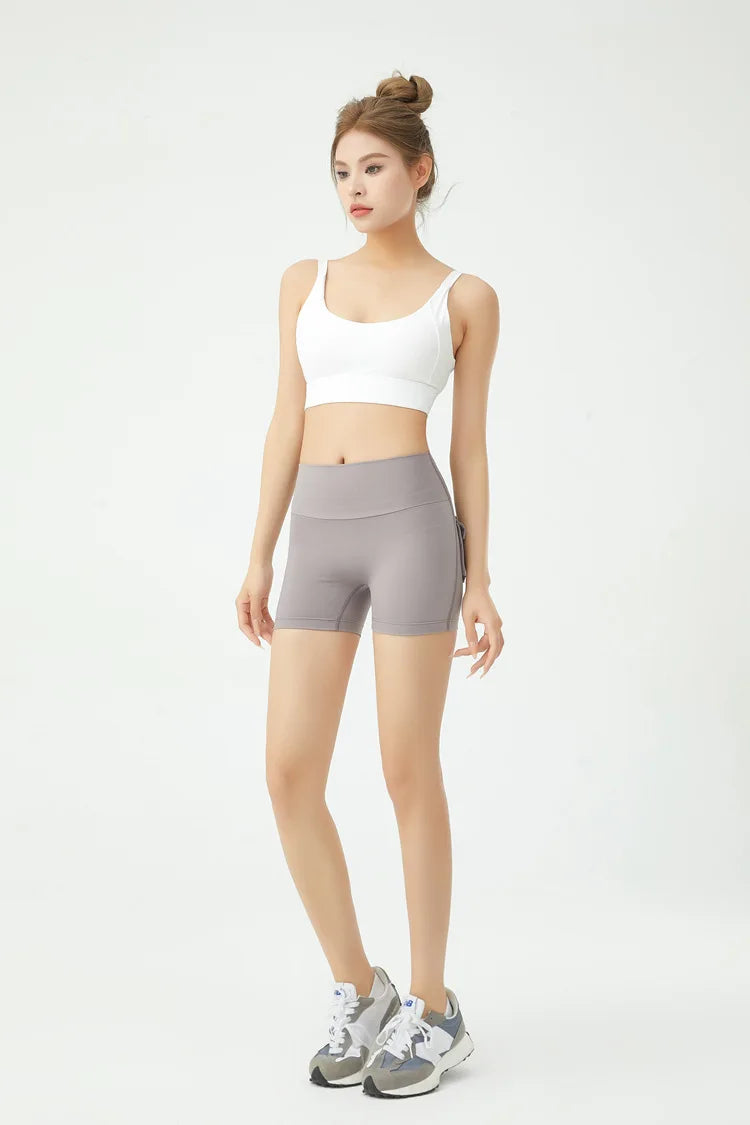 Peach Butt Fitness Shorts Women's Exercise Three-Quarter Pants Cargo Air Dry Pocket Yoga Tight Lift Summer