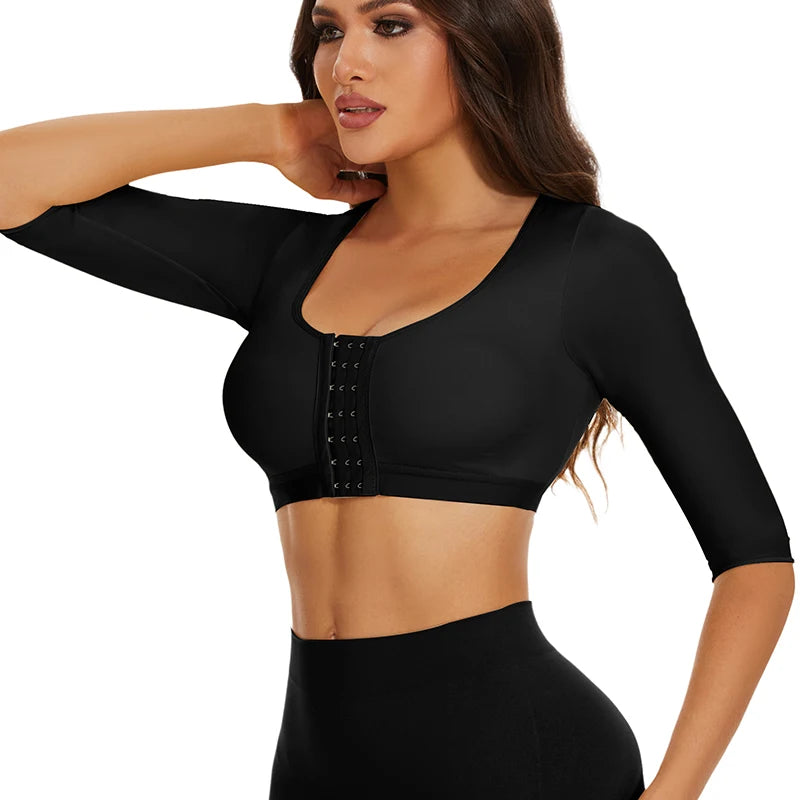 Upper Arm Shaper Sleeve Compression Top Women Push Up Breast Post Surgery Front Closure Bra Shapewear Back Support Cropped Tops