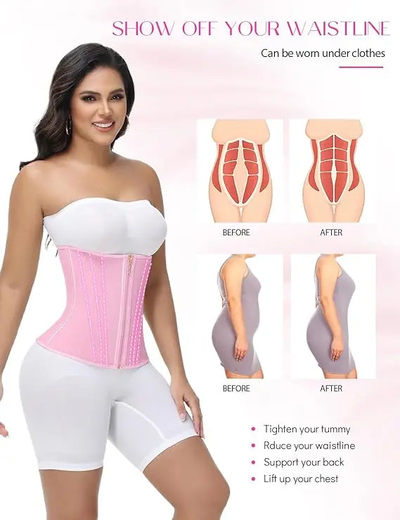 Waist Trainer for Women Tummy Control Workout Waist Cincher Corset Shapewear Postpartum Body Shaper with Zipper Hook