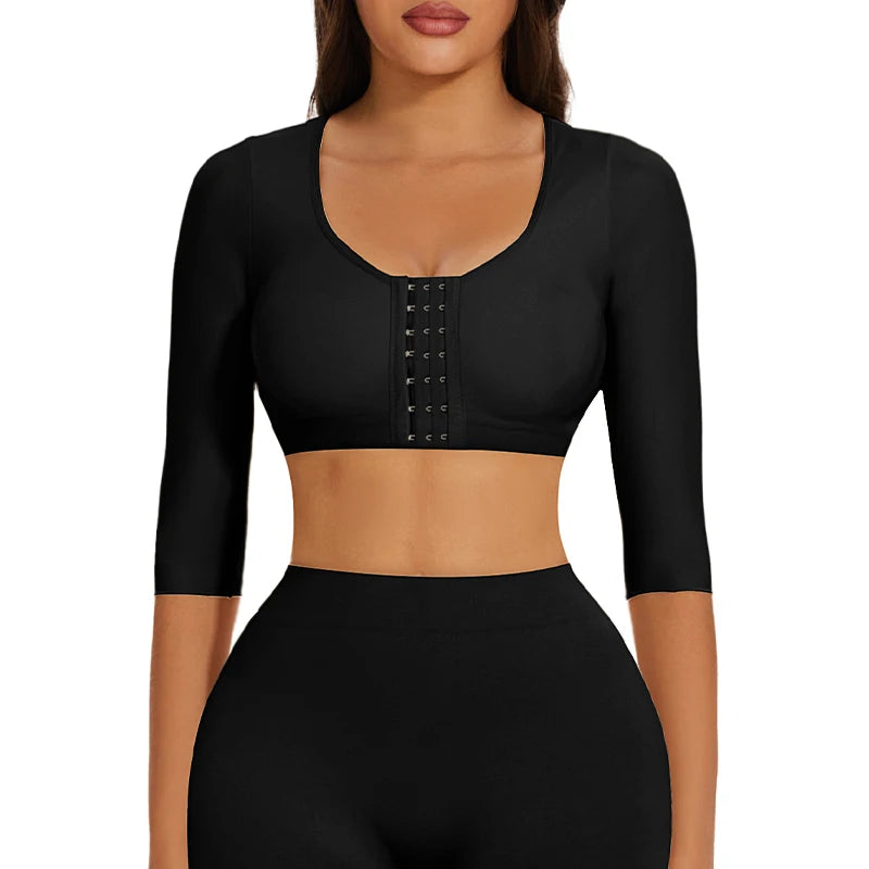 Upper Arm Shaper Sleeve Compression Top Women Push Up Breast Post Surgery Front Closure Bra Shapewear Back Support Cropped Tops