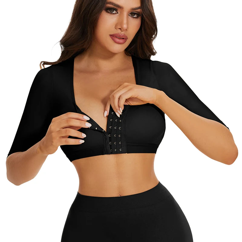 Upper Arm Shaper Sleeve Compression Top Women Push Up Breast Post Surgery Front Closure Bra Shapewear Back Support Cropped Tops