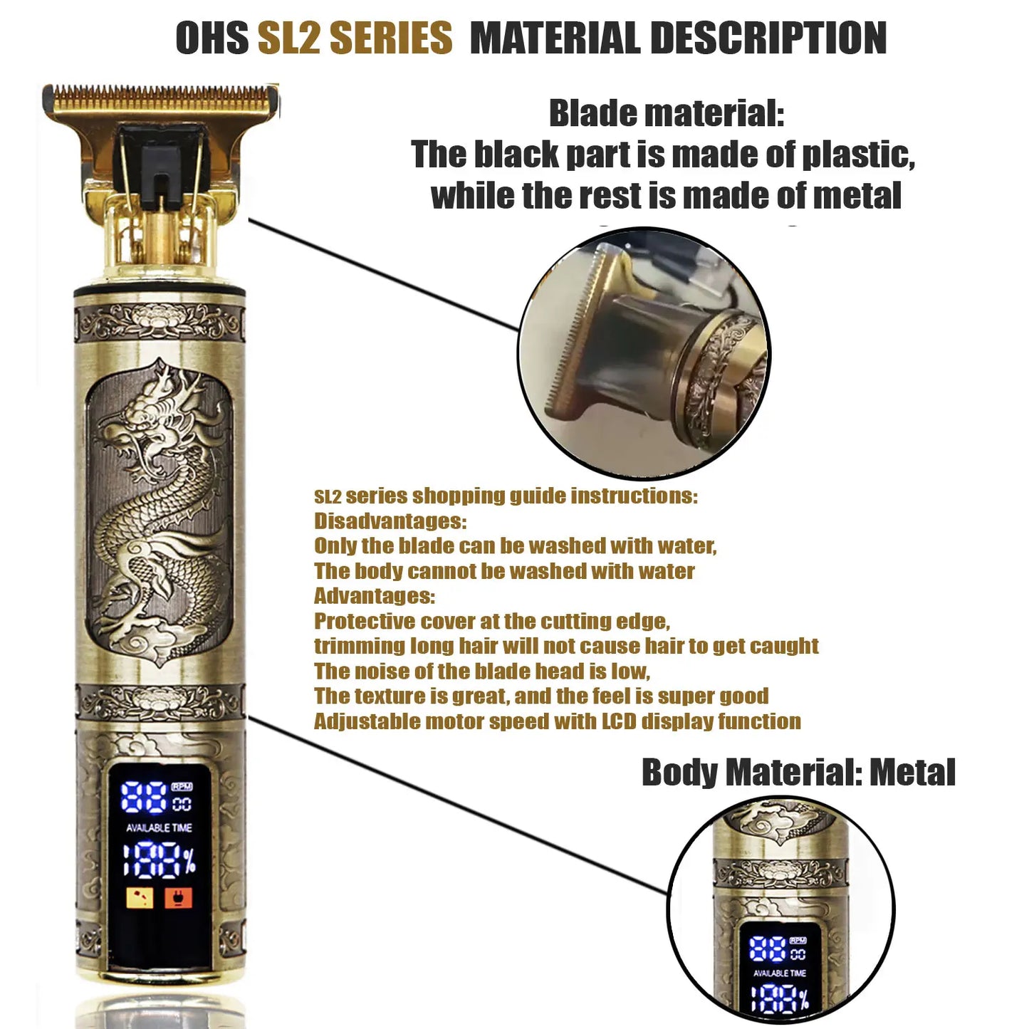 T9 Professional Hair Clipper - Electric Trimmer for Men
