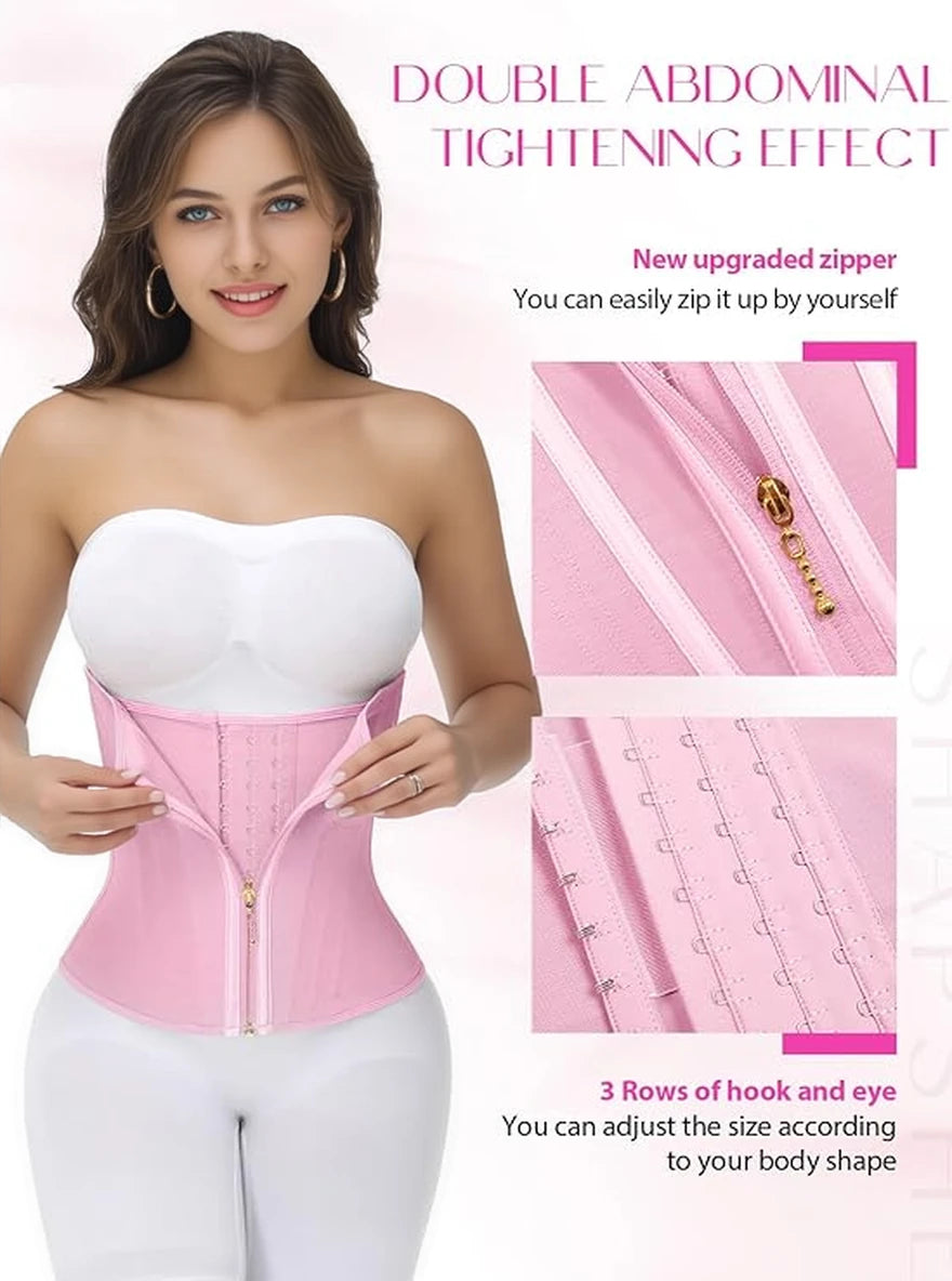 Waist Trainer for Women Tummy Control Workout Waist Cincher Corset Shapewear Postpartum Body Shaper with Zipper Hook