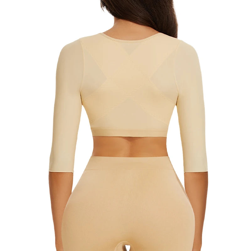 Upper Arm Shaper Sleeve Compression Top Women Push Up Breast Post Surgery Front Closure Bra Shapewear Back Support Cropped Tops