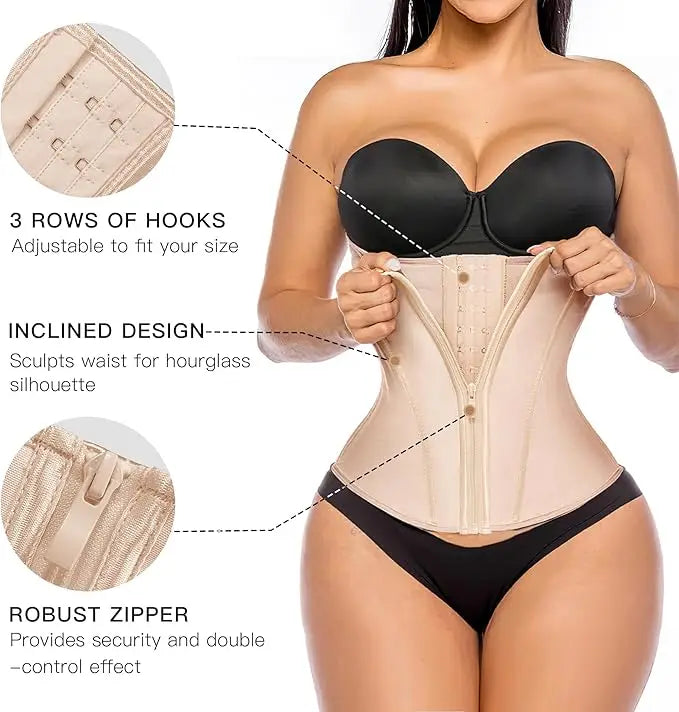 Waist Trainer for Women Tummy Control Workout Waist Cincher Corset Shapewear Postpartum Body Shaper with Zipper Hook