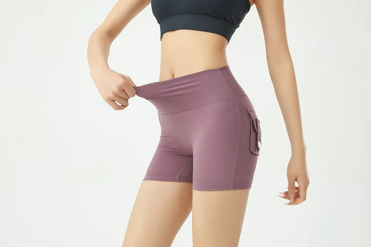 Peach Butt Fitness Shorts Women's Exercise Three-Quarter Pants Cargo Air Dry Pocket Yoga  Tight  Lift Summer