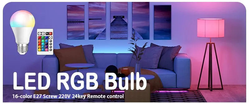 RGB LED Smart Bulb - 16 Colors with Remote Control